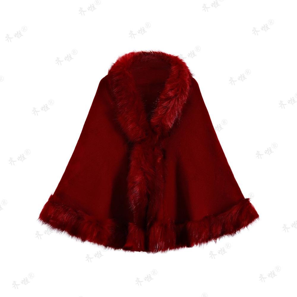 

Платье жаккардовое вязаное осень/зима с шалью чонсам из искусственного меха лисы для женщин One Size вино красного