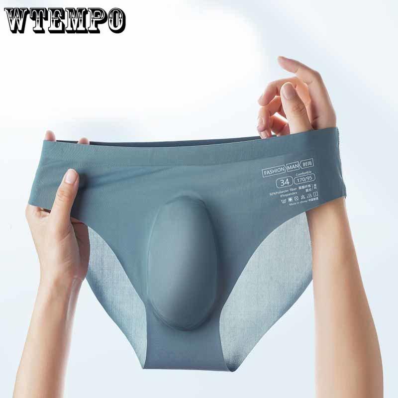 Ice Silk Men's Briefs One-piece Seamless Man Triangle Underpants Traceless Quick-dry Sexy Underwear Men Shorts