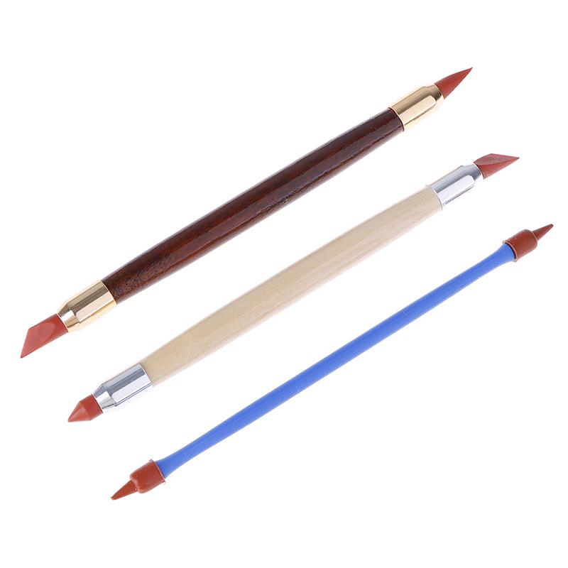 3Pcs Silicon Rubber Shaper Pen Double-Head Pottery Clay Sculpture Shaping Tools