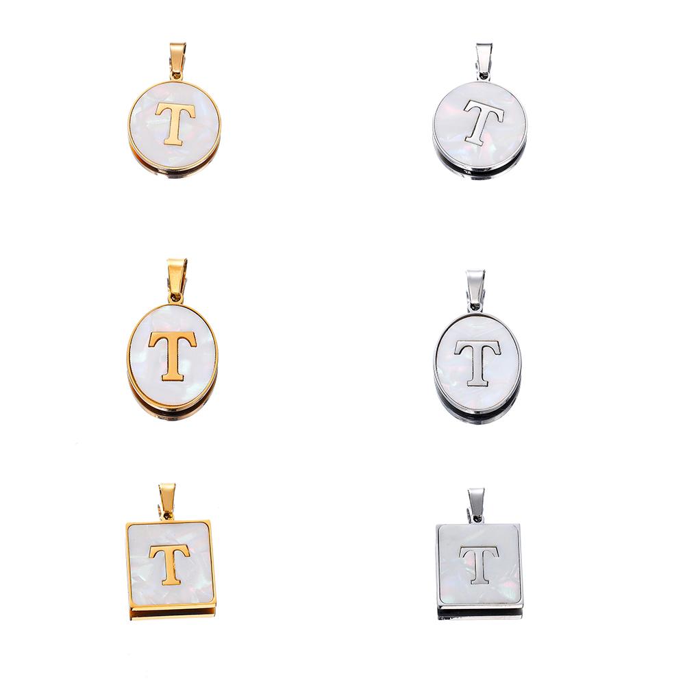 1Pcs Stainless Steel With Pinch Bail Clasps Imitation Pearl Letter Charms Pendant For Necklace DIY Jewelry Making Accessories