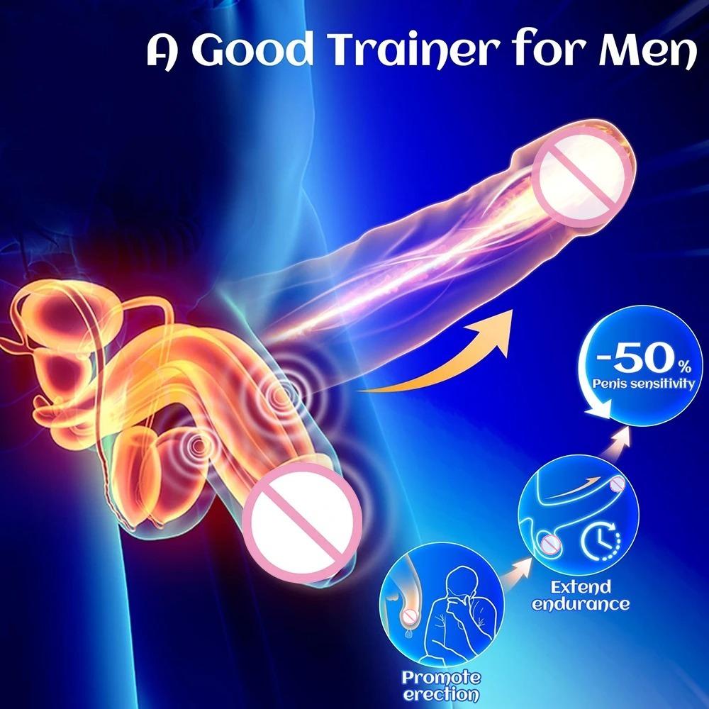 Delayed Vibrate Jellyfish Penis Trainer Penis Clit Nipple Massager Male Glans Vibrators Ejaculation Adult Masturbation Sex Toys