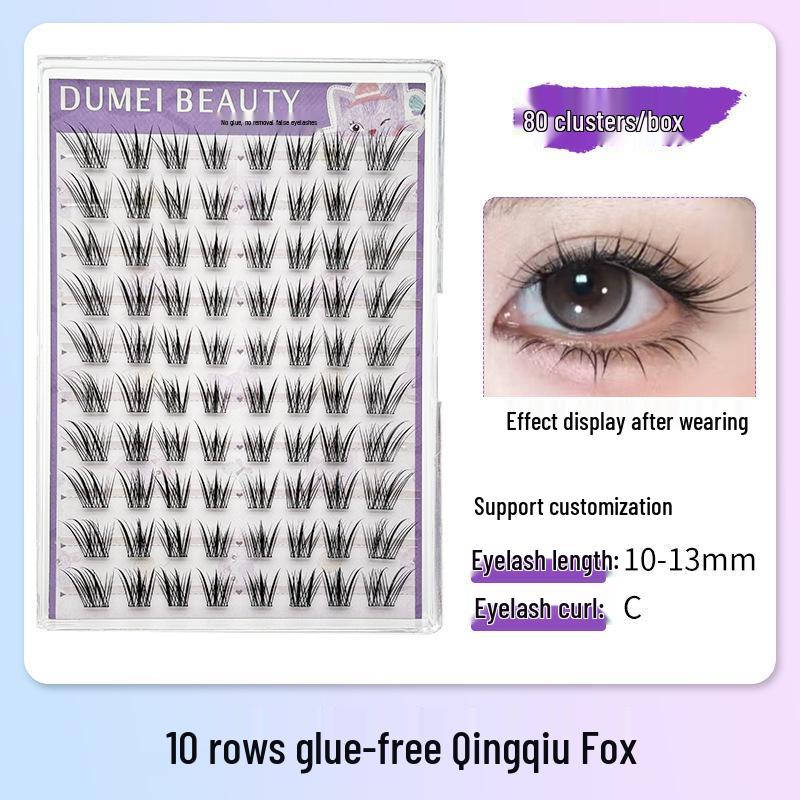 Косые накладные ресницы серии Natural Fox — сегментированный дизайн лисьих глаз, одиночный пучок, реалистичный вид