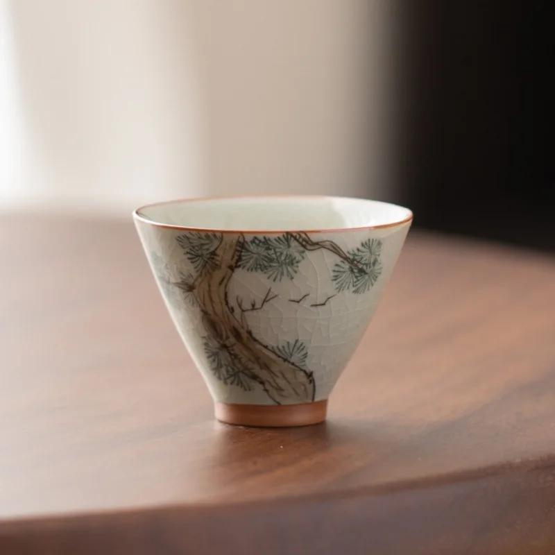 Ge Kiln Master Cup im chinesischen Stil, handgefertigte Keramik-Teetasse, Einzeltasse, Tee-Probiertasse, Kung-Fu-Teeset, Teetasse