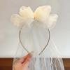 Flowing Bow Veil Hair Hoop Polyester Bridal Tulle Fashion Girls Head Gauze  Party Cosplay