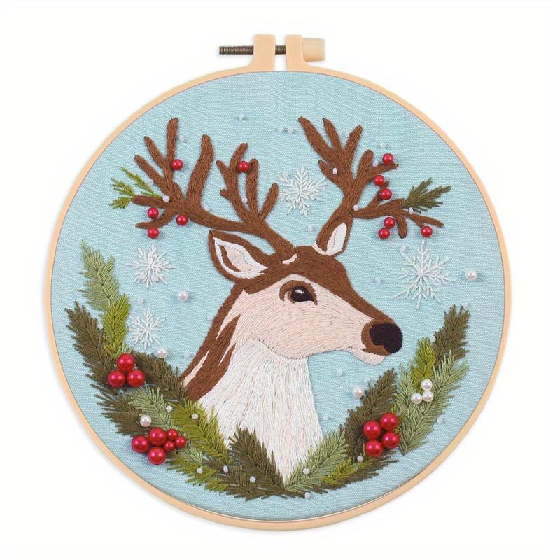 1Pc Christmas-themed Embroidery DIY Kit, Including Embroidery Frame But Excluding Tools.