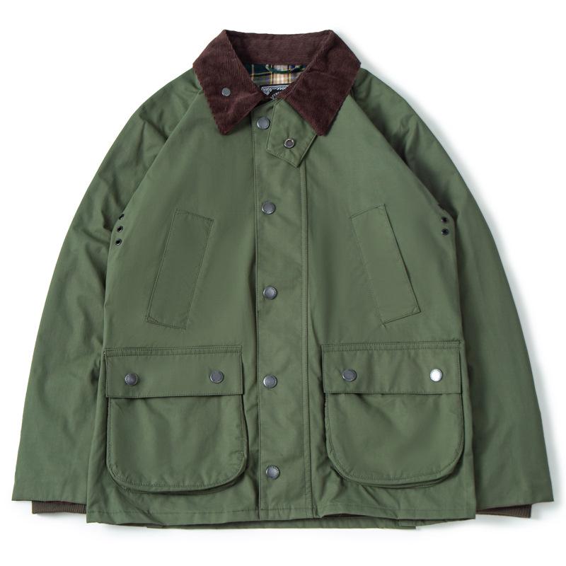 Unisexová britská retro lovecká větrovka s manšestrovým límcem