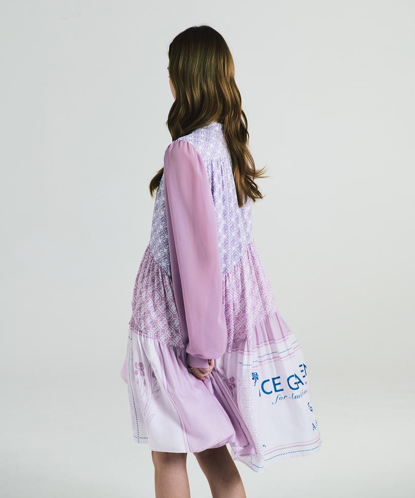 Aiseugadeuneiogongpal Monogram Print Chiffon Dress