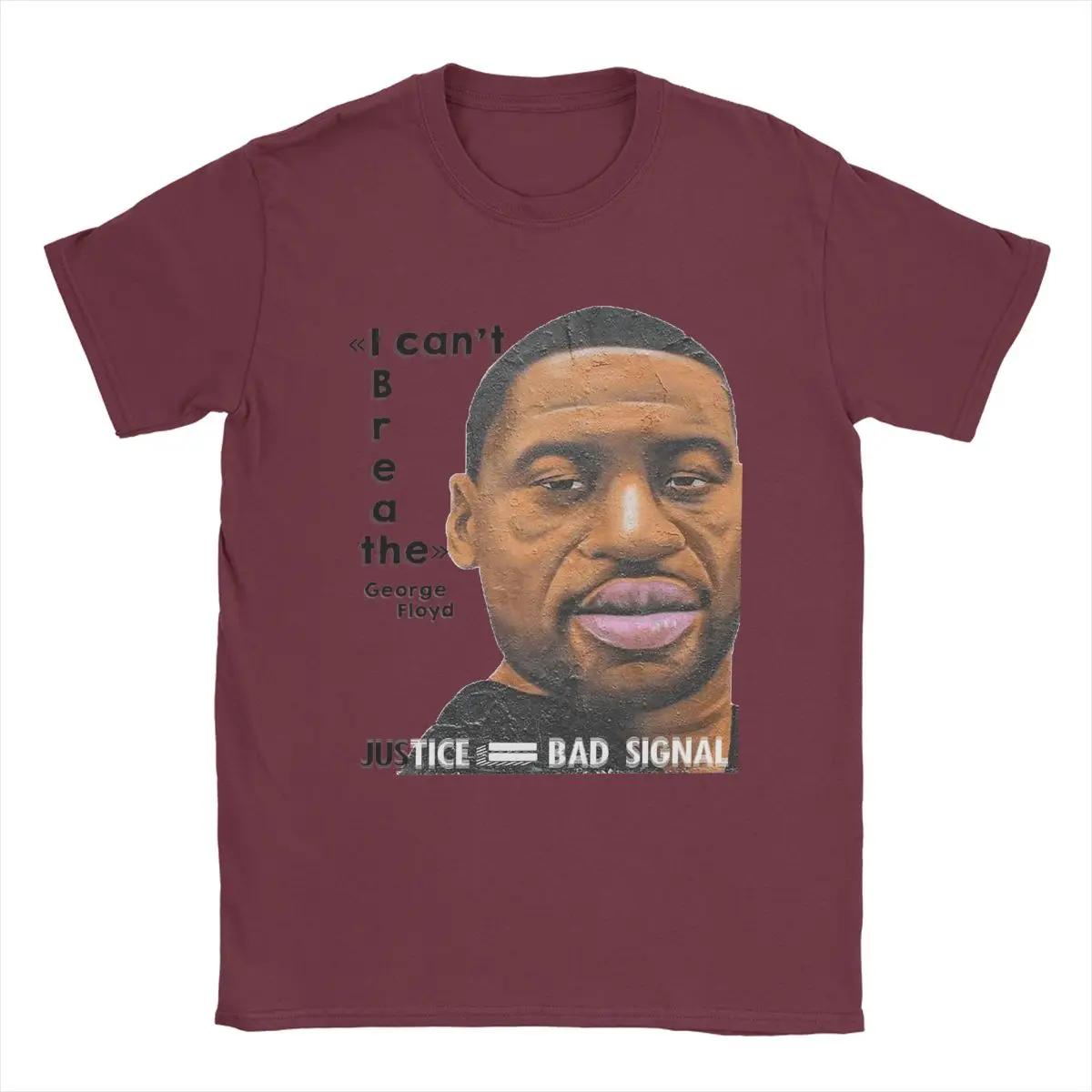

George Floyd I Can t Breathe Men T Shirts Funny Tee Shirt Short Sleeve Crewneck T-Shirts Pure Cotton Summer Tops XXXXXL бордовий