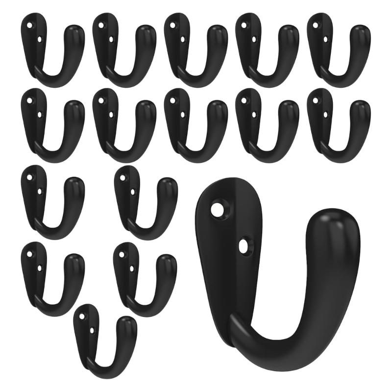 

Pack of 20 Zinc Alloy Wall Hook Sturdy Waterproof Rustproof Ideal for Multipurpose Use in Any Room for Jackets Robes Bags чорний