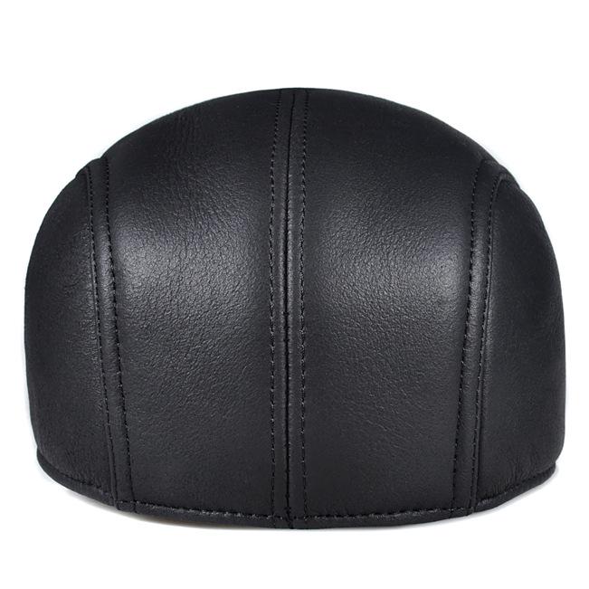 Men's Winter Leather Fur-lined Beret with Ear Protection and Duckbill Style