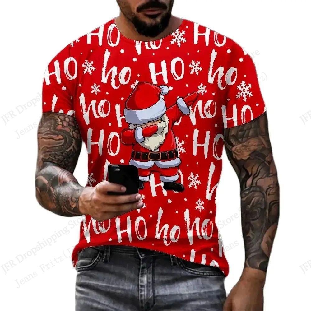 Men's Christmas Funny Santa Claus 3D Printed T-Shirt, Men's Fashion Hip-Hop Casual Short-Sleeve Top