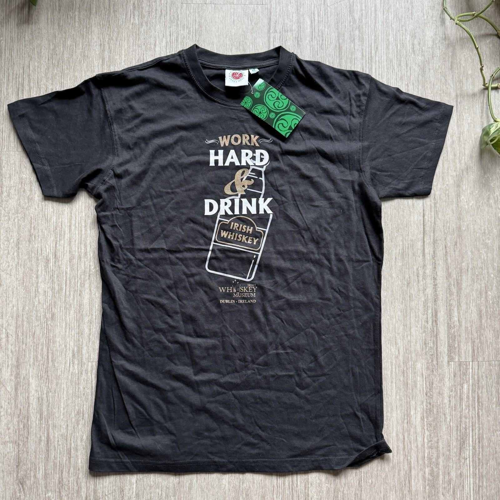Irish Whiskey Museum Tee Shirt NWT Men M Slim Work Hard & Drink Whiskey Dublin Unisex T-Shirt M