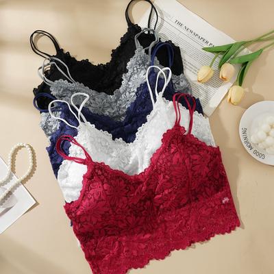 Frauen Spitze Bhs Top Komfortable Bralette Einfarbig Sexy Unterwäsche Weste Weibliche Aushöhlen Drahtlose Dessous Nahtlose Bh