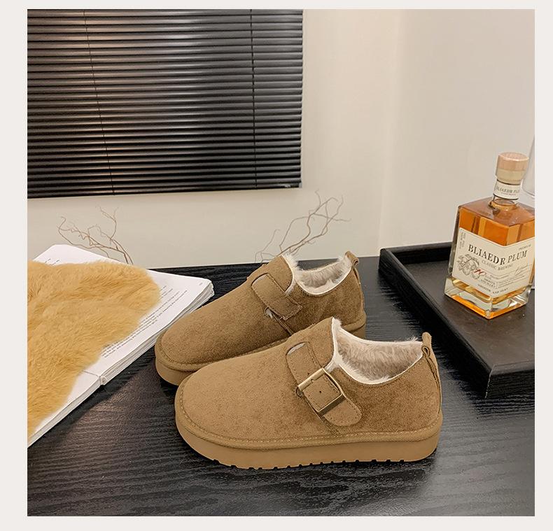 

Winter thickened warm and velvet Boken snow boots 2025 Boken shoes cotton shoes flat women s beanie shoes 40