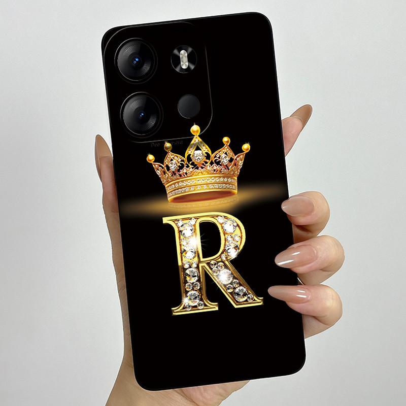 For Tecno Pop 7 Pro Pop7 BF6 BF7 Phone Case Crown Letter Back Cover Soft Liquid Silicone Fundas For Tecno Spark GO 2023 Bumper