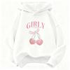 Children's Round Neck Hooded Sweatshirt Loose Comfortable Casual Stylish Outdoor Sports Cherry Print Long Sleeved