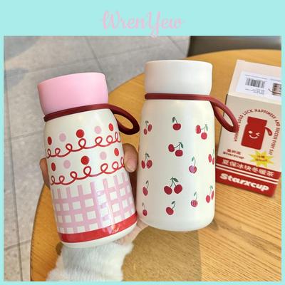 Small Cute Polka Dot Insulated Bottle With Handle For Girls Travel And Office Use