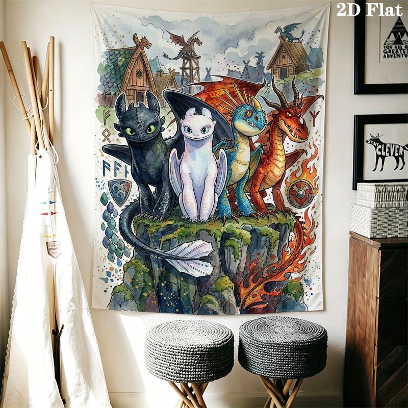 Come Allenare un Drago Arazzo da Parete Appeso Estetico Coperta in Tessuto Stampato Arazzi Decorativi per Camera da Letto Soggiorno Arredamento per la Casa