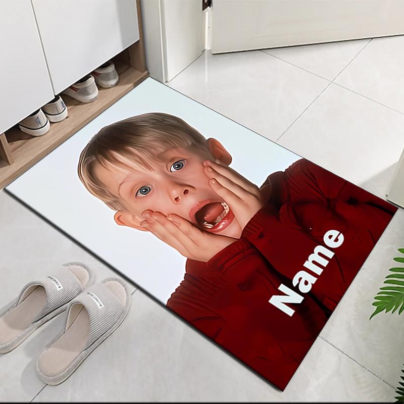 Custom Name Home Alone Printed Carpet, for Office Chair Living Room Bedroom Kitchen Room Decor Gifts.