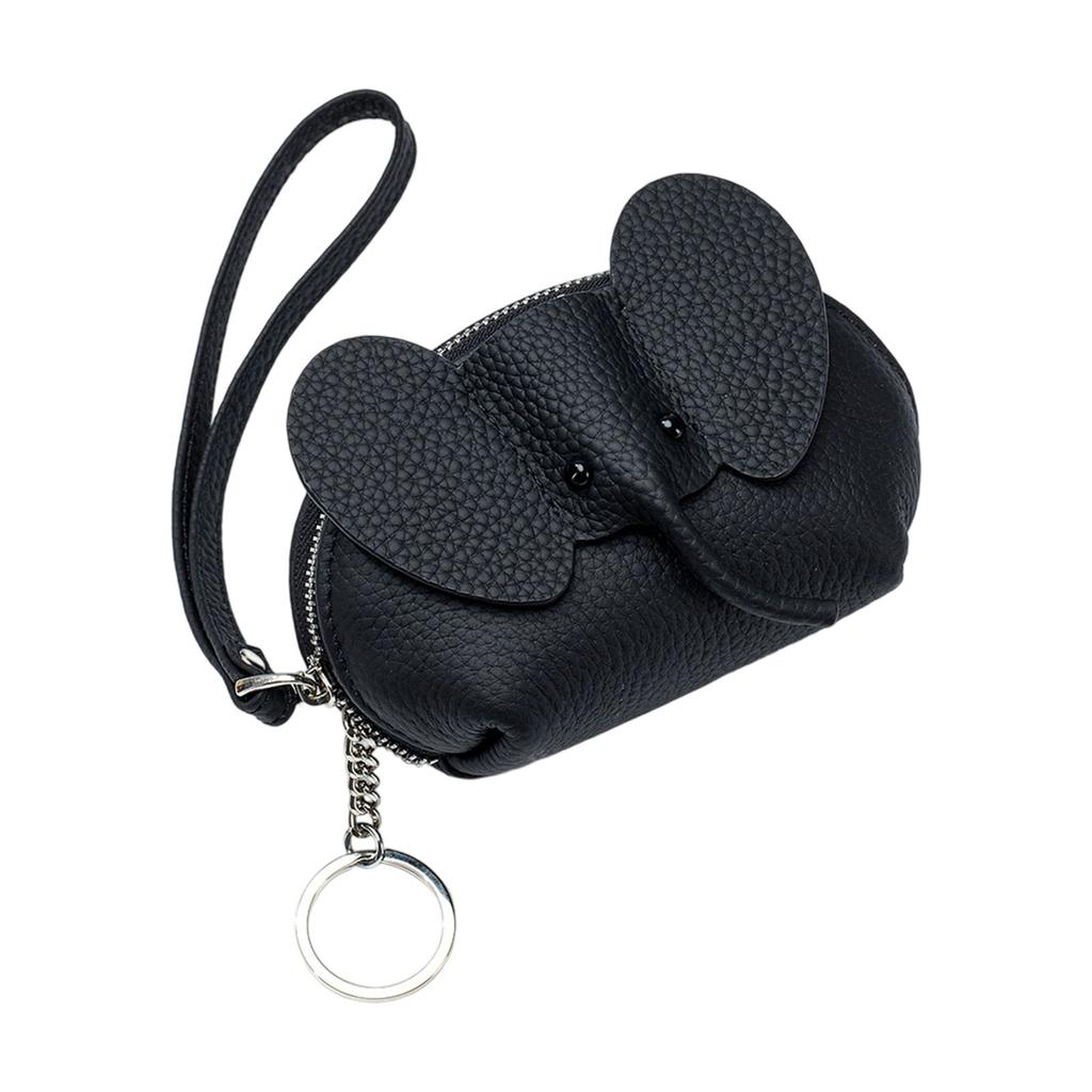 Sturdy Genuine Leather Elephant Designs Card Holders Zippered Wallet for Women