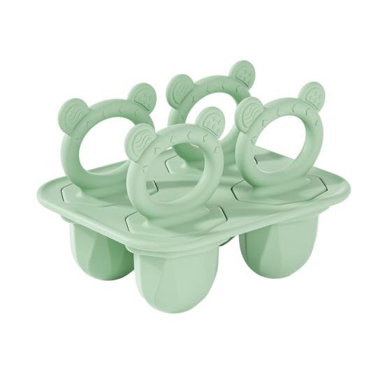 Silicone Baby Teething Popsicle Mold BPA-Free Freezer Tray for Fruit Yogurt Dishwasher Safe Fun Teether Toy зелёный