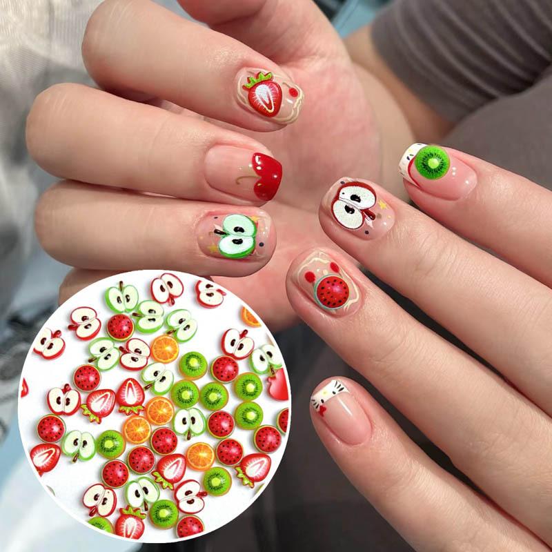 Cute Cartoon Fruit Nail Art Accessories Internet Celebrity New Strawberry Apple Hair Clip Accessories Handmade DIY Resin Accessories