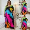 European-American Rayon Print Plus Size Beach Cover-Up Dress & Long Robe