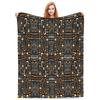 African Bogolan Mudcloth Pattern Blanket Soft Warm Flannel Throw Blanket Bedding for Bed Living Room Picnic Travel Home Couch