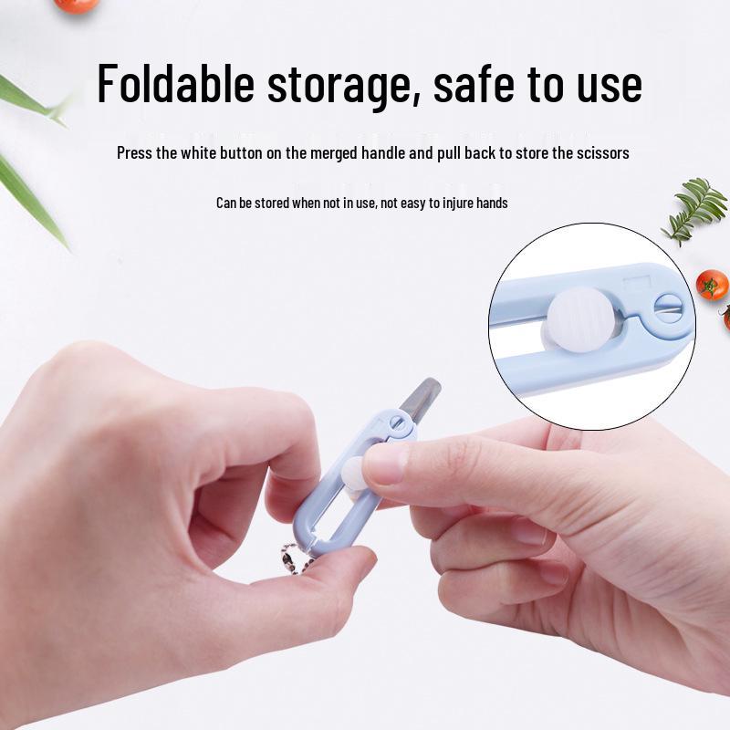 Compact Retractable Round-Head Scissors Keychain for Journaling and Paper Cutting
