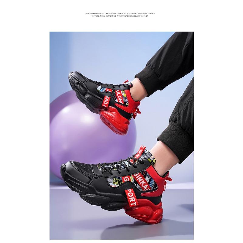 Men's High-top Colorblock Chunky Sneakers Breathable Non-slip Casual Sports Shoes