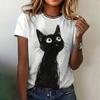 Summer Round Neck 3D Cat Print Top Fashionable Casual Short Sleeved Women's T-shirts