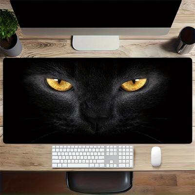 1pc Large Gaming Mouse Pad, UV Reactive Non-Slip Desk Mat, Washable PolyesterMysterious, Feline, GlowComputer Pad with Vibrant Game Machine