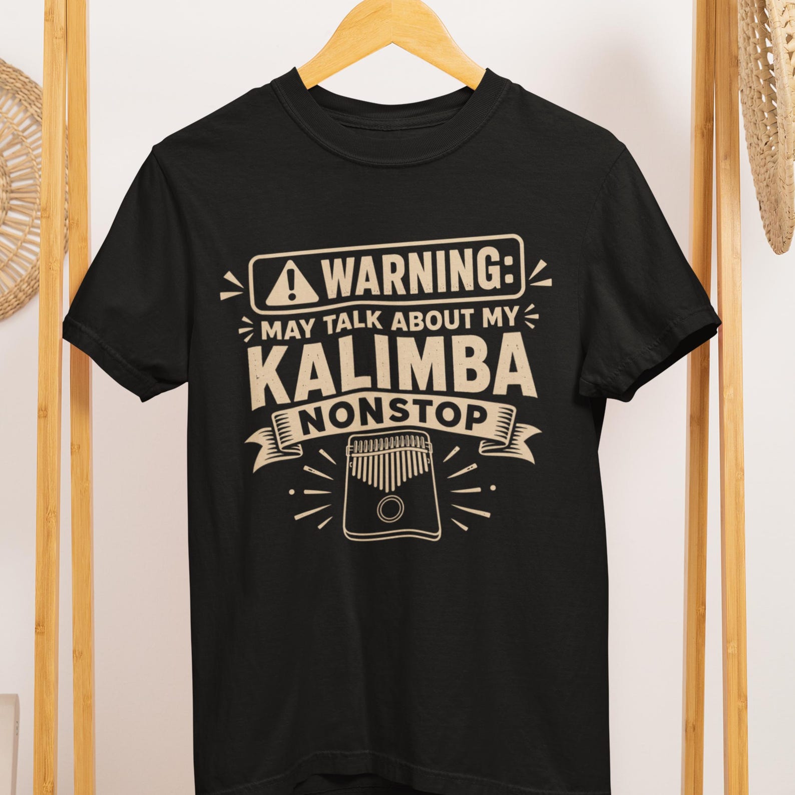 Warning May Talk About Kalimba Nonstop T-Shirt, Thumb Piano Musician Tee 4XL