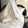 100S long-staple cotton satin bed four-piece set, cotton French girl heart embroidery pure cotton bed sheet quilt set three-piece set