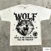 Oversized White Cotton TShirt with Bold Wolf Howl Graphic Unisex Streetwear Tee for Unisex and Women