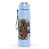 1PC Dark fantasy band figure print 750ml colorful plastic sports water bottle leakproof pop up lid with straw for outdoor work home use