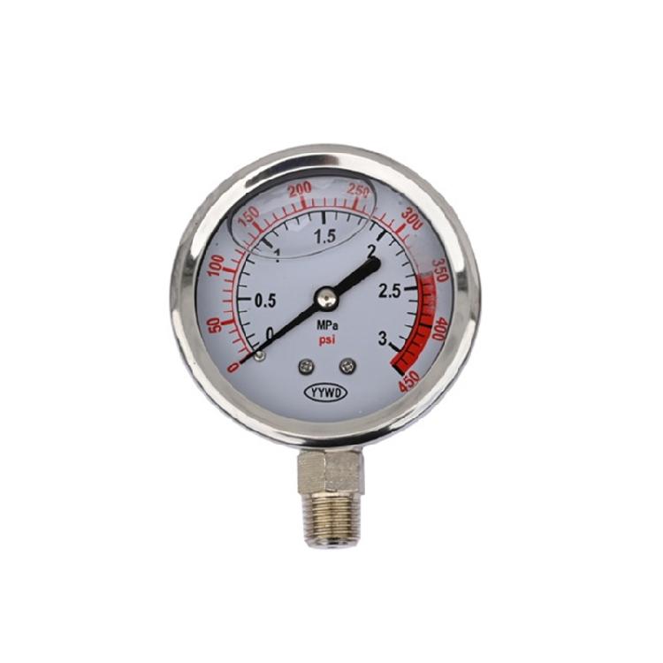 Radial Style Dials Pressure Gauge 0-0.1Mpa/3.0Mpa Ranges 304 Stainless Steel Case Copper Movement For Mechanical Systems