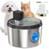 Wireless Cat Water Fountain for Drinking Stainless Steel, 4L/135oz Battery Operated Cat Fountain Cordless, 6 Filters