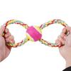 Pet Toys Figure-8 Shape Interactive Chewing Rope with Built-in Tennis Ball Durable Natural Cotton Tug of War Toy for Teeth Cleaning Fresh Breath Dogs