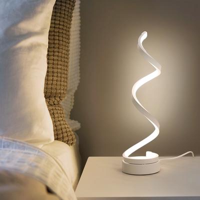 Lampă de masă cu LED-uri în spirală Lampă de noptieră pentru dormitor Lumină de noapte mică pentru decor de studiu acasă Lampă de birou Priză UE/SUA/AU/UK