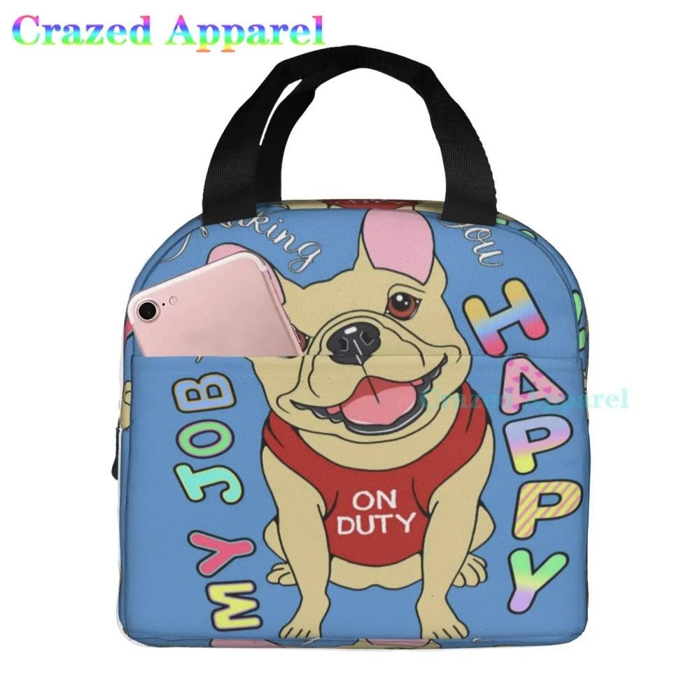 French Bulldog Cute Dog Insulated Lunch Bag Portable Thermal Cooler Box Reusable Picnic Tote Bento Bag for Men Women Kids