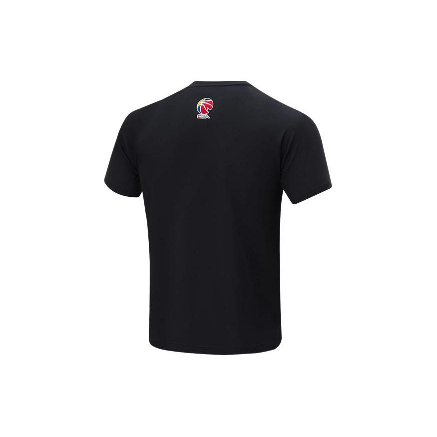 Li Ning CBA Series Playoffs Nanjing Team Sports Comfortable Breathable Short Sleeve T-Shirt Men Tops Black AHSUB87-2