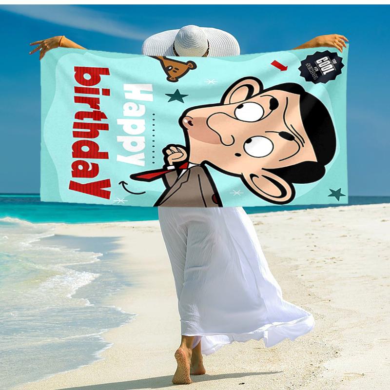 1pc Mr Bean1 Beach Towel, Comfortable and Thick, and Swimming/Bath/Picnic/Camping Towel, Suitable for Seaside Beaches