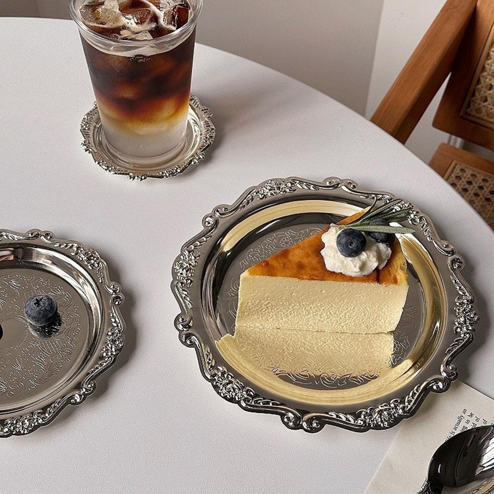 Retro Luxus Versilberte Teller Kuchen Dessert Tablett High Tea Snack Obstschale Schmuckaufbewahrung Tischdeko Heim Hotelbedarf