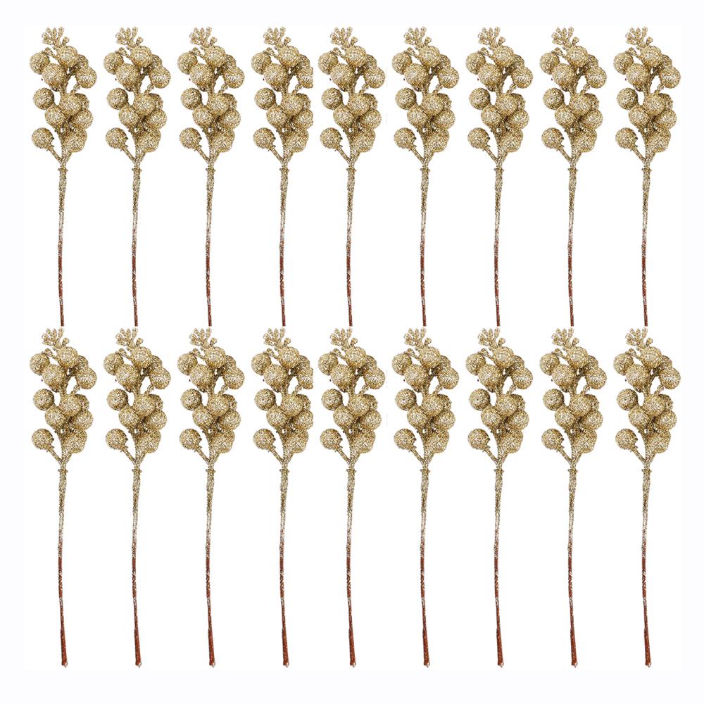 1-10 SZT Złoty Puder Jagoda Sztuczne Rośliny DIY Boże Narodzenie Sztuczna Roślina Bukiet Kwiatów Ornament Dom Ogród Impreza Ślub Dekoracje