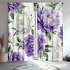 Set aus 2 schönen lila Pfingstrosen Fensterdekorationen Schlafzimmer Wohnzimmer Vorhang für Hergestellt Polyester