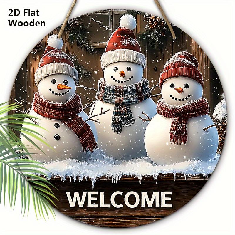 

Деревянная рождественская табличка с рисунком снеговика - Теплая зимняя табличка Navidad для декора на входную дверь или стену - Идеальный рождественский подарок 20cm/7.87in коричневый