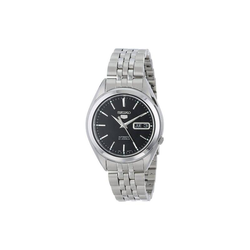 SEIKO 30 meters waterproof Automatic Steel Strap 38mm men s watch black dial SNKL23K1 чёрный