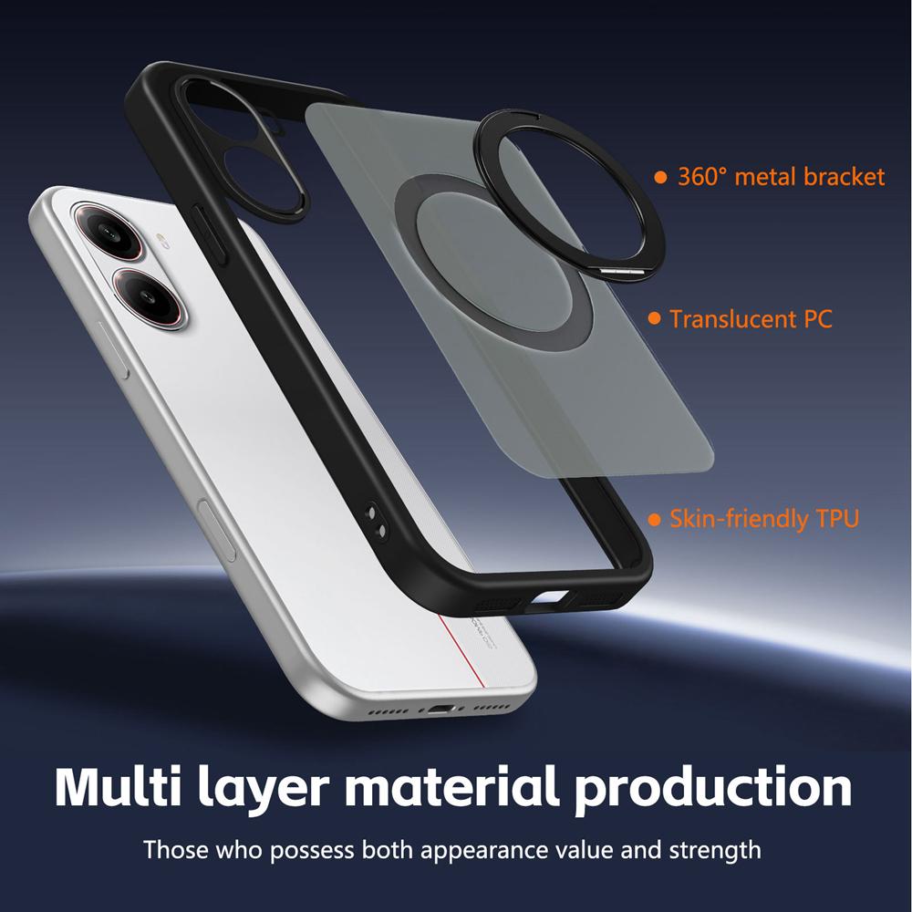 KEYSION 360° Rotating Ring Stand Magnetic Phone Case for Xiaomi POCO X7 Pro 5G Matte Translucent Shockproof Cover for Redmi Turbo 4