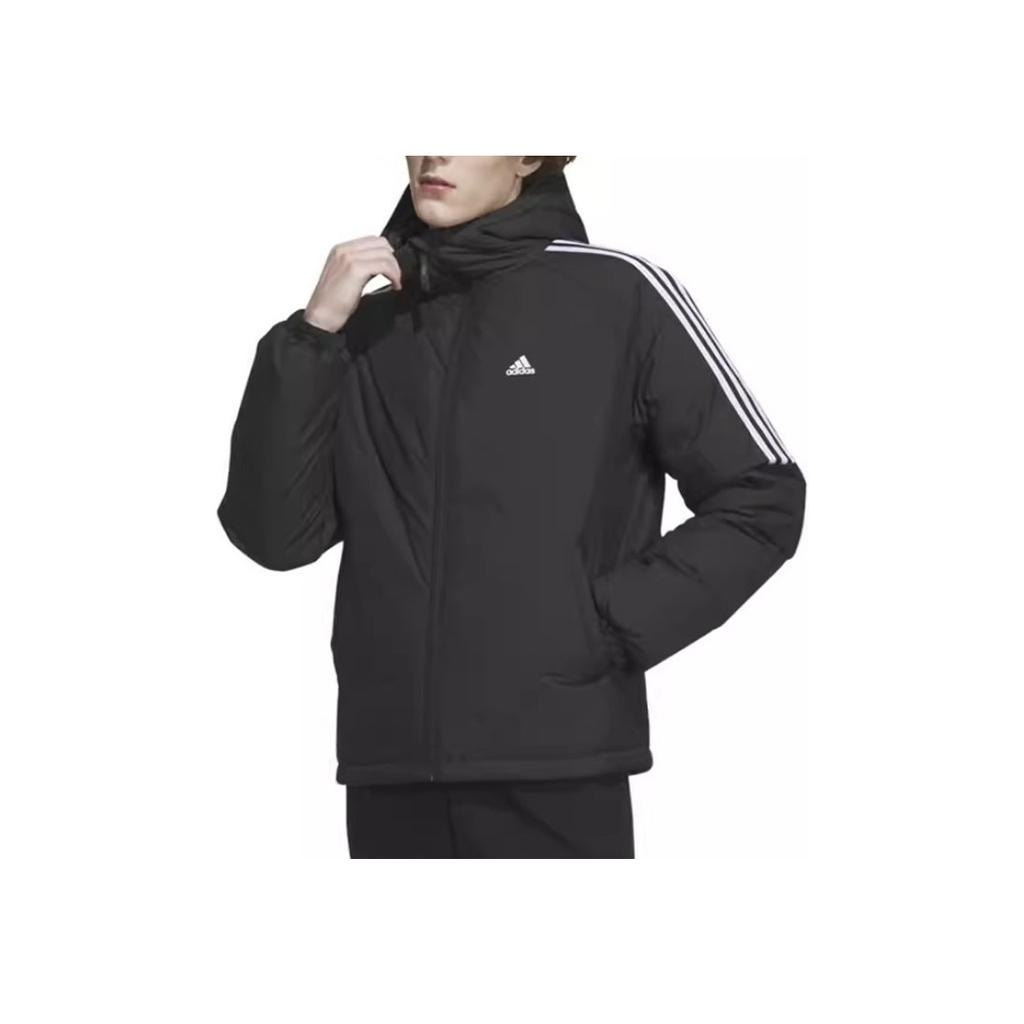 Adidas Sports Life Series 600 Puff Sleeve Stripe Warm Hooded Down Jacket Men Outerwear Black IT8730